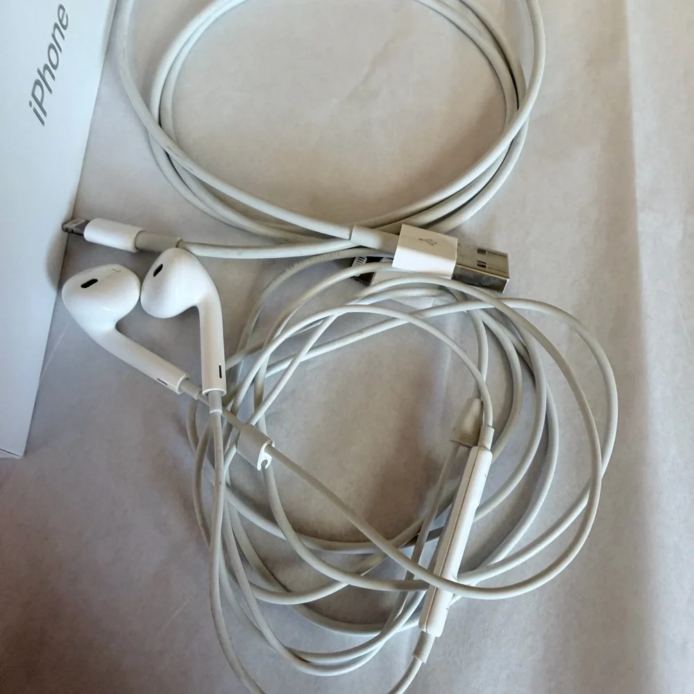 Apple iPhone with White Earphones